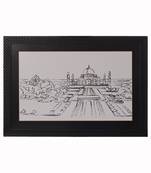Sketched Tajmahal Satin Matt Texture UV Art Painting