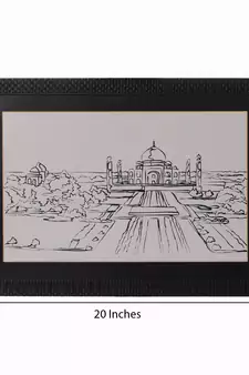 Sketched Tajmahal Satin Matt Texture UV Art Painting
