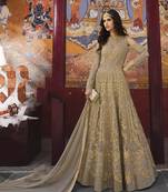 Beige embroidered net salwar