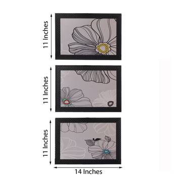 Set of 3 Sketched Floral Satin Matt Texture UV Art Painting 2