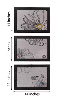 Set of 3 Sketched Floral Satin Matt Texture UV Art Painting