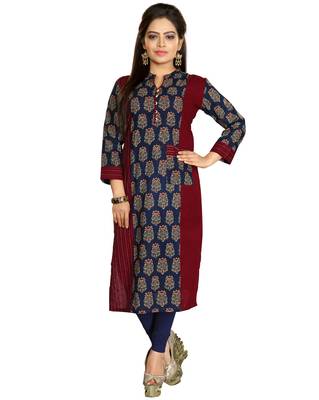 Brown Stylish Cotton Printed Kurti 1