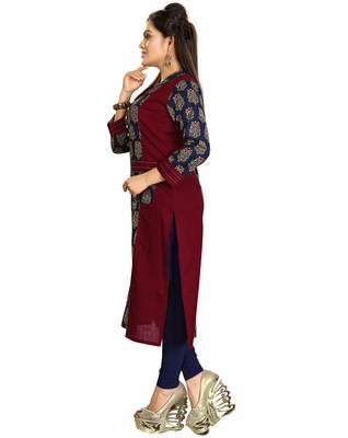 Brown Stylish Cotton Printed Kurti 3