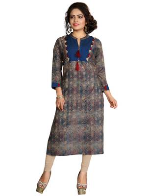Brown Stylish Cotton Printed Kurti 1