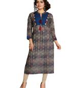 Brown Stylish Cotton Printed Kurti