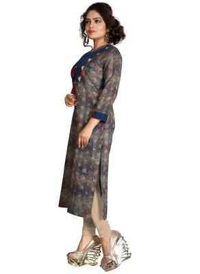 Brown Stylish Cotton Printed Kurti 2