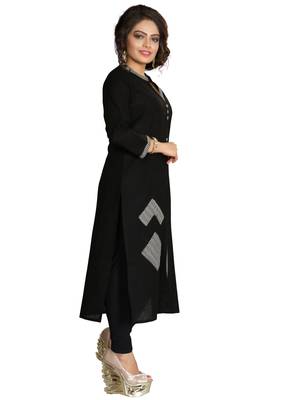 Black Stylish Cotton Printed Kurti 2