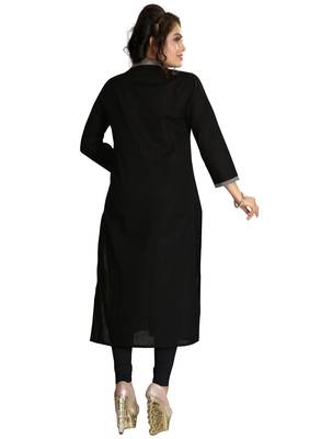 Black Stylish Cotton Printed Kurti 3