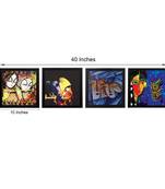 Set Of 4 Abstract Radha Krishna Satin Matt Texture UV Art Painting