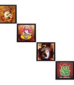 Set Of 4 Lord Ganesha Satin Matt Texture UV Art Painting
