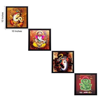 Set Of 4 Lord Ganesha Satin Matt Texture UV Art Painting 2