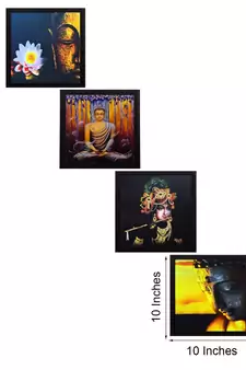 Set Of 4 Krishna and Buddha Satin Matt Texture UV Art Painting