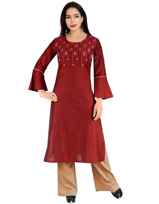 Maroon Stylish Cotton Printed Kurti 1