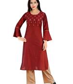 Maroon Stylish Cotton Printed Kurti