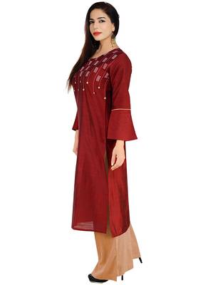 Maroon Stylish Cotton Printed Kurti 3