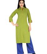 Green Stylish Embroidery Front Button Silk Kurti