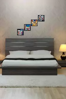 Set Of 4 Abstract Radha Krishna Satin Matt Texture UV Art Painting