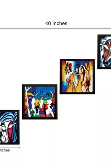Set Of 4 Abstract Radha Krishna Satin Matt Texture UV Art Painting