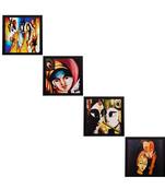 Set Of 4 Radha Krishna Satin Matt Texture UV Art Painting