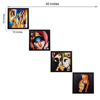 Set Of 4 Radha Krishna Satin Matt Texture UV Art Painting 4