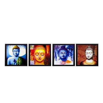 Set Of 4 Lord Buddha Satin Matt Texture UV Art Painting 1