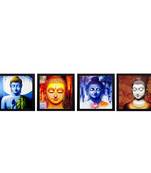 Set Of 4 Lord Buddha Satin Matt Texture UV Art Painting