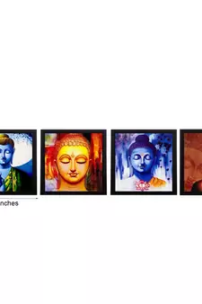 Set Of 4 Lord Buddha Satin Matt Texture UV Art Painting