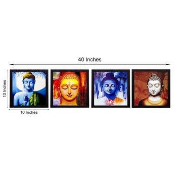 Set Of 4 Lord Buddha Satin Matt Texture UV Art Painting 3