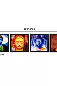 Set Of 4 Lord Buddha Satin Matt Texture UV Art Painting