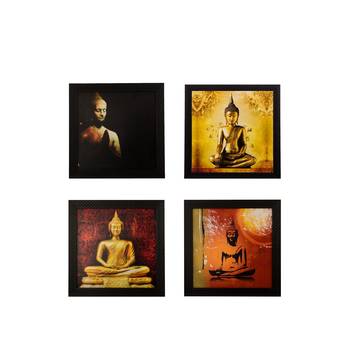 Set Of 4 Lord Buddha Satin Matt Texture UV Art Painting 1