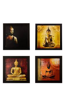 Set Of 4 Lord Buddha Satin Matt Texture UV Art Painting