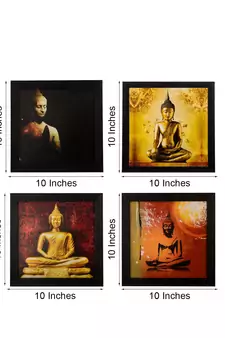 Set Of 4 Lord Buddha Satin Matt Texture UV Art Painting