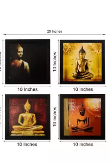 Set Of 4 Lord Buddha Satin Matt Texture UV Art Painting