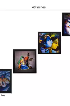 Set Of 4 Radha Krishna Satin Matt Texture UV Art Painting