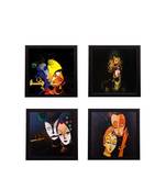 Set Of 4 Radha Krishna Satin Matt Texture UV Art Painting