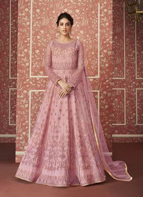 Mauve embroidered net salwar 1