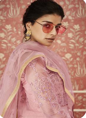 Mauve embroidered net salwar 3