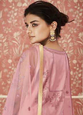 Mauve embroidered net salwar 4
