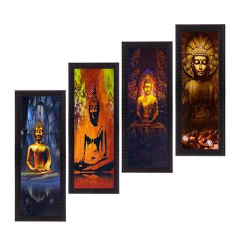 Set Of 4 Lord Buddha Satin Matt Texture UV Art Painting 1