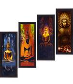 Set Of 4 Lord Buddha Satin Matt Texture UV Art Painting