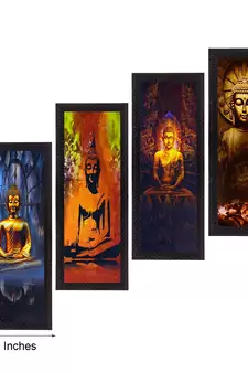 Set Of 4 Lord Buddha Satin Matt Texture UV Art Painting