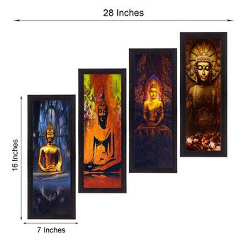 Set Of 4 Lord Buddha Satin Matt Texture UV Art Painting 3