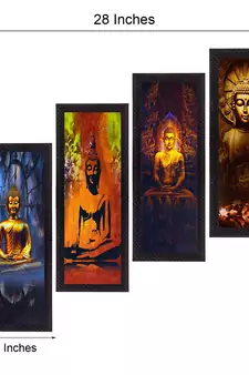 Set Of 4 Lord Buddha Satin Matt Texture UV Art Painting