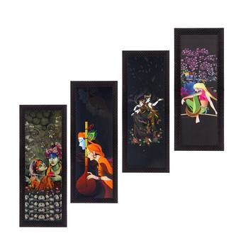 Set Of 4 Radha Krishna Satin Matt Texture UV Art Painting 1
