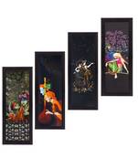 Set Of 4 Radha Krishna Satin Matt Texture UV Art Painting