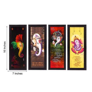 Set Of 4 Lord Ganesha Satin Matt Texture UV Art Painting 2