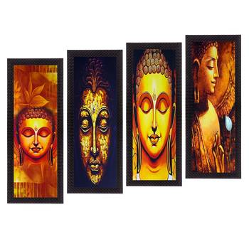 Set Of 4 Lord Buddha Satin Matt Texture UV Art Painting 1