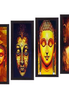 Set Of 4 Lord Buddha Satin Matt Texture UV Art Painting