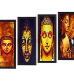 Set Of 4 Lord Buddha Satin Matt Texture UV Art Painting