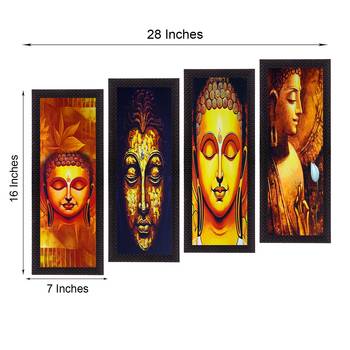 Set Of 4 Lord Buddha Satin Matt Texture UV Art Painting 3